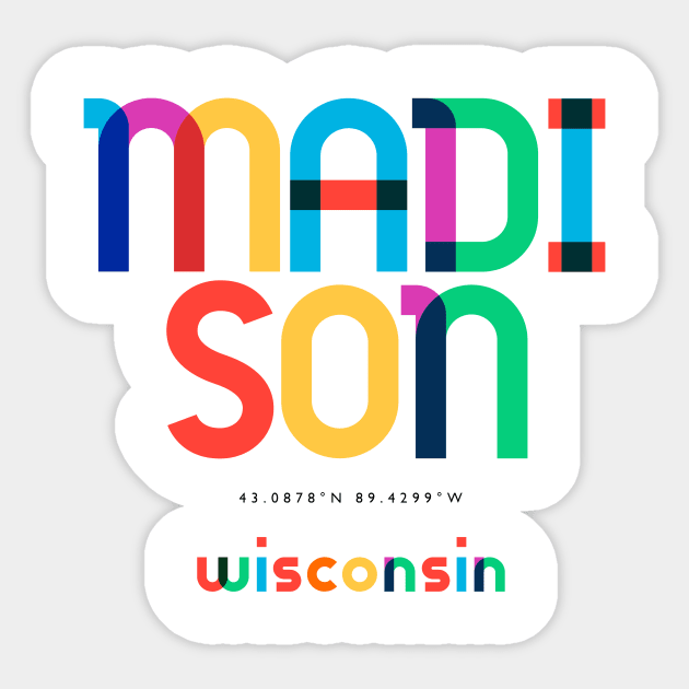 Madison Wisconsin Mid Century, Pop Art, Mondrian Sticker by Hashtagified